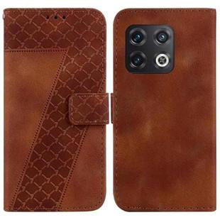 For OnePlus 10 Pro 5G 7-shaped Embossed Leather Phone Case(Brown)