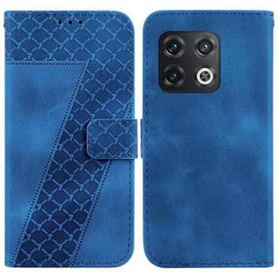 For OnePlus 10 Pro 5G 7-shaped Embossed Leather Phone Case(Blue)