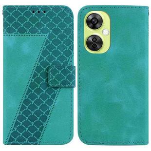 For OnePlus Nord CE 3 Lite/Nord N30 7-shaped Embossed Leather Phone Case(Green)