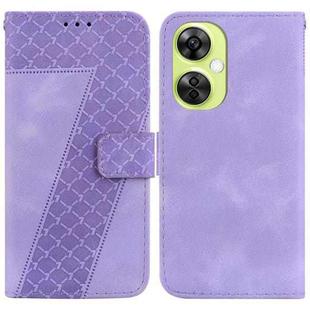 For OnePlus Nord CE 3 Lite/Nord N30 7-shaped Embossed Leather Phone Case(Purple)