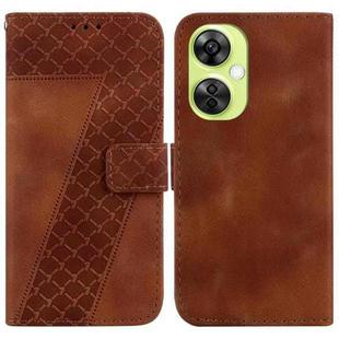 For OnePlus Nord CE 3 Lite/Nord N30 7-shaped Embossed Leather Phone Case(Brown)