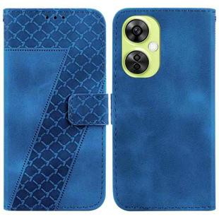 For OnePlus Nord CE 3 Lite/Nord N30 7-shaped Embossed Leather Phone Case(Blue)