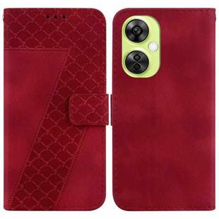For OnePlus Nord CE 3 Lite/Nord N30 7-shaped Embossed Leather Phone Case(Red)