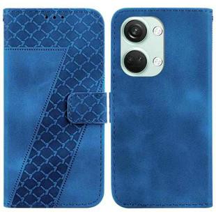 For OnePlus Nord 3 7-shaped Embossed Leather Phone Case(Blue)