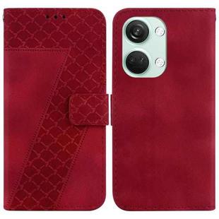 For OnePlus Nord 3 7-shaped Embossed Leather Phone Case(Red)