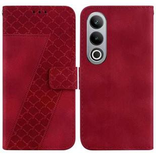 For OnePlus Nord CE4 5G Seven-shaped Embossed Leather Phone Case(Red)