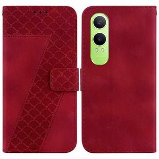 For OnePlus Nord CE4 Lite Seven-shaped Embossed Leather Phone Case(Red)