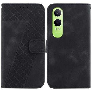 For OnePlus Nord CE4 Lite Seven-shaped Embossed Leather Phone Case(Black)