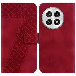 For OnePlus 13 Seven-shaped Embossed Leather Phone Case(Red)