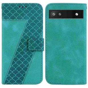 For Google Pixel 6a 7-shaped Embossed Leather Phone Case(Green)