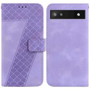 For Google Pixel 6a 7-shaped Embossed Leather Phone Case(Purple)