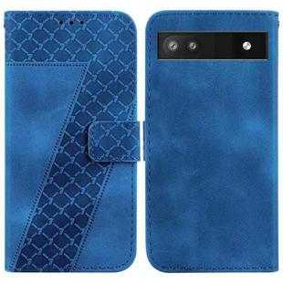 For Google Pixel 6a 7-shaped Embossed Leather Phone Case(Blue)