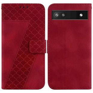 For Google Pixel 6a 7-shaped Embossed Leather Phone Case(Red)