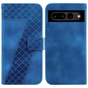 For Google Pixel 7 Pro 5G 7-shaped Embossed Leather Phone Case(Blue)