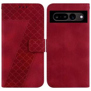 For Google Pixel 7 Pro 5G 7-shaped Embossed Leather Phone Case(Red)