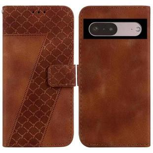 For Google Pixel 7 5G 7-shaped Embossed Leather Phone Case(Brown)