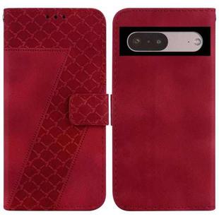 For Google Pixel 7 5G 7-shaped Embossed Leather Phone Case(Red)