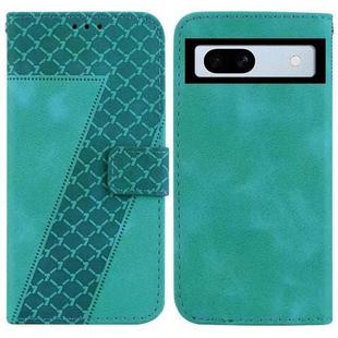 For Google Pixel 7a 7-shaped Embossed Leather Phone Case(Green)