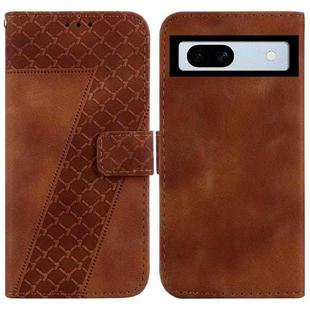 For Google Pixel 7a 7-shaped Embossed Leather Phone Case(Brown)