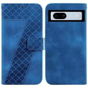 For Google Pixel 7a 7-shaped Embossed Leather Phone Case(Blue)