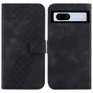 For Google Pixel 7a 7-shaped Embossed Leather Phone Case(Black)
