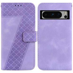 For Google Pixel 8 Pro 7-shaped Embossed Leather Phone Case(Purple)