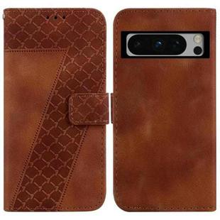 For Google Pixel 8 Pro 7-shaped Embossed Leather Phone Case(Brown)