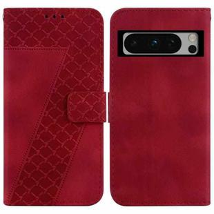 For Google Pixel 8 Pro 7-shaped Embossed Leather Phone Case(Red)