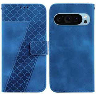 For Google Pixel 9 Pro 7-shaped Embossed Leather Phone Case(Blue)