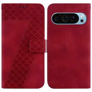 For Google Pixel 9 Pro 7-shaped Embossed Leather Phone Case(Red)