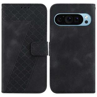 For Google Pixel 9 Pro 7-shaped Embossed Leather Phone Case(Black)