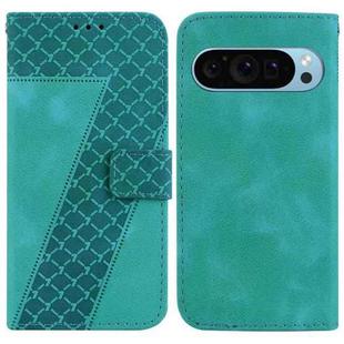 For Google Pixel 9 7-shaped Embossed Leather Phone Case(Green)