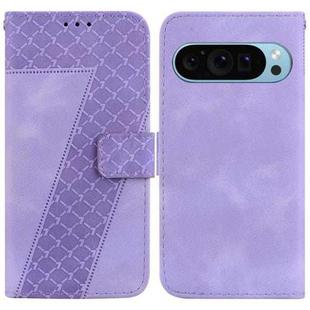 For Google Pixel 9 7-shaped Embossed Leather Phone Case(Purple)