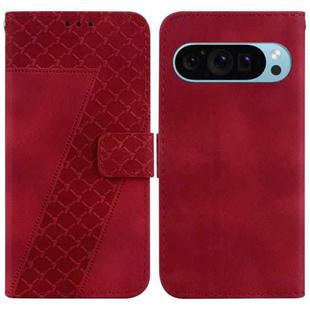 For Google Pixel 9 7-shaped Embossed Leather Phone Case(Red)