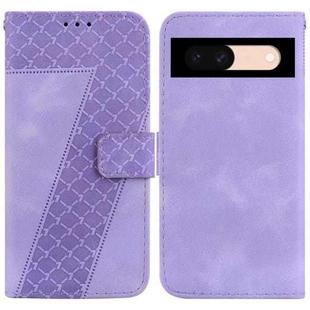 For Google Pixel 8a 7-shaped Embossed Leather Phone Case(Purple)