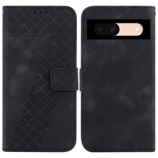 For Google Pixel 8a Seven-shaped Embossed Leather Phone Case(Black)