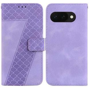 For Google Pixel 9a Seven-shaped Embossed Leather Phone Case(Purple)