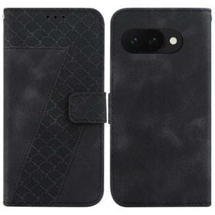 For Google Pixel 9a Seven-shaped Embossed Leather Phone Case(Black)