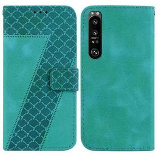 For Sony Xperia 1 III 7-shaped Embossed Leather Phone Case(Green)