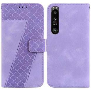 For Sony Xperia 1 III 7-shaped Embossed Leather Phone Case(Purple)