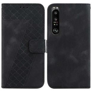 For Sony Xperia 1 III 7-shaped Embossed Leather Phone Case(Black)