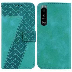 For Sony Xperia 5 III 7-shaped Embossed Leather Phone Case(Green)