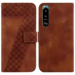 For Sony Xperia 5 III 7-shaped Embossed Leather Phone Case(Brown)