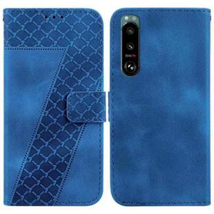 For Sony Xperia 5 III 7-shaped Embossed Leather Phone Case(Blue)