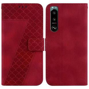 For Sony Xperia 5 III 7-shaped Embossed Leather Phone Case(Red)