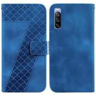 For Sony Xperia 10 III 7-shaped Embossed Leather Phone Case(Blue)