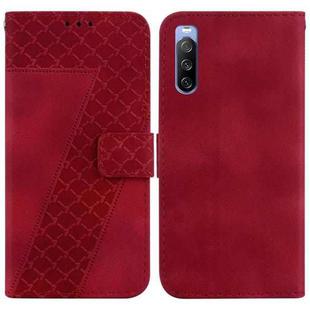 For Sony Xperia 10 III 7-shaped Embossed Leather Phone Case(Red)