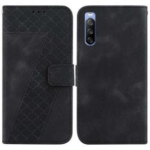 For Sony Xperia 10 III 7-shaped Embossed Leather Phone Case(Black)
