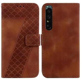 For Sony Xperia 1 IV 7-shaped Embossed Leather Phone Case(Brown)