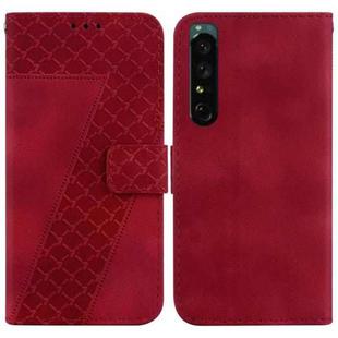 For Sony Xperia 1 IV 7-shaped Embossed Leather Phone Case(Red)